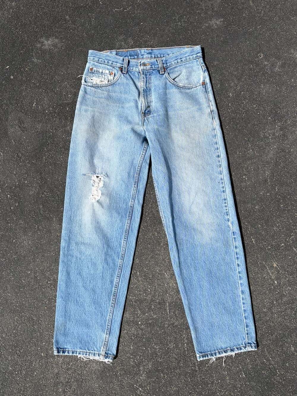 Levi's 505 Vintage Distressed Straight Leg Jeans Light Wash 29x29